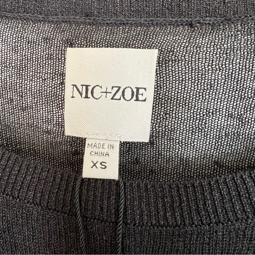 Nic + Zoe black linen blend asymmetrical sweater handkerchief hem NWT Size XS - Picture 6 of 9
